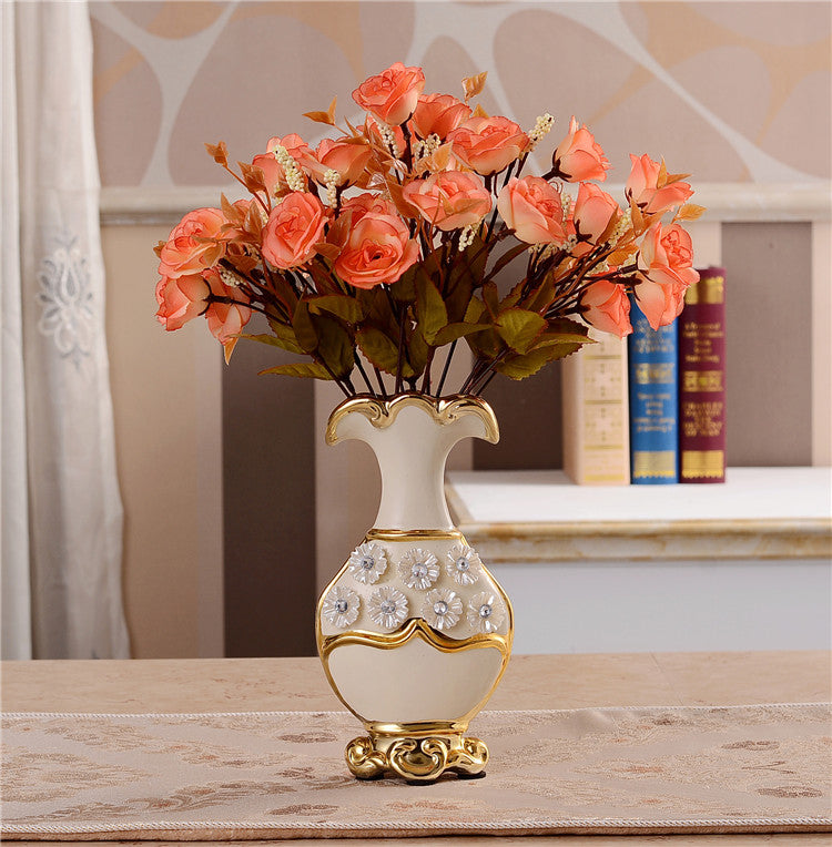 Renaissance Ceramic Flower Vase-home accent-wanahavit-A n 2Orange Roses-wanahavit
