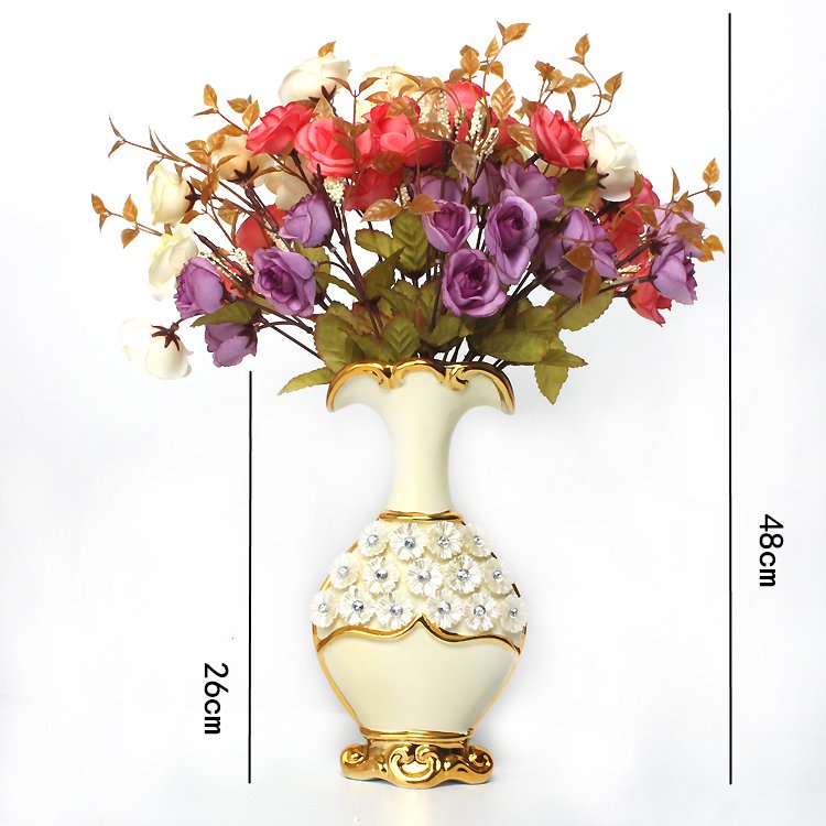 Renaissance Ceramic Flower Vase-home accent-wanahavit-Big A n 3Mixed Roses-wanahavit