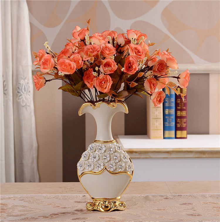 Renaissance Ceramic Flower Vase-home accent-wanahavit-Big A n 3Orange Rose-wanahavit