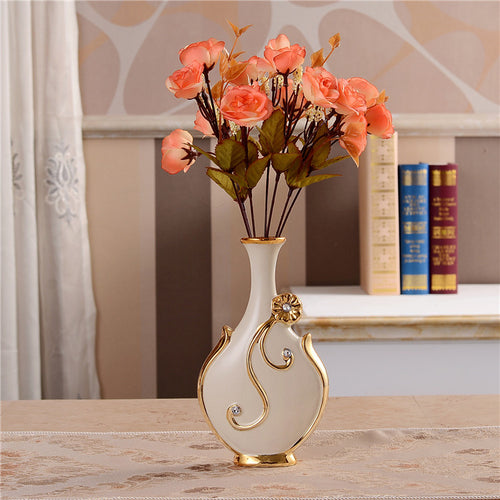 Load image into Gallery viewer, Renaissance Ceramic Flower Vase-home accent-wanahavit-C n 1Orange Rose-wanahavit
