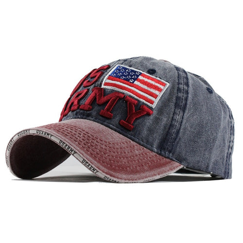 Load image into Gallery viewer, 100% Washed Cotton Embroidery US Army Flag Baseball Cap-unisex-wanahavit-F128 Red Navy-Adjustable-wanahavit
