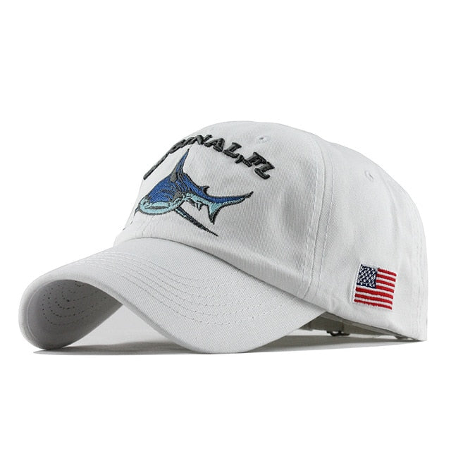 Original Florida Shark Retro Snapback Baseball Cap-unisex-wanahavit-F146 White-Adjustable-wanahavit