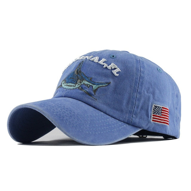 Original Florida Shark Retro Snapback Baseball Cap-unisex-wanahavit-F146 Blue-Adjustable-wanahavit
