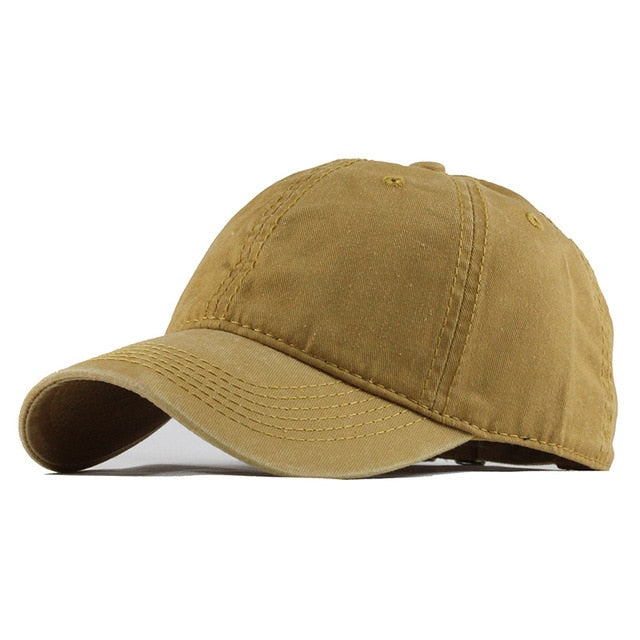 100% Washed Cotton Solid Color Snapback Baseball Cap-unisex-wanahavit-F149 Yellow-Adjustable-wanahavit