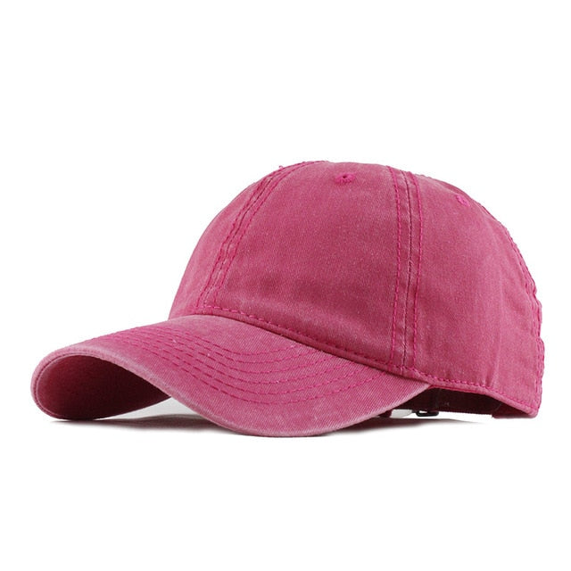100% Washed Cotton Solid Color Snapback Baseball Cap-unisex-wanahavit-F149 Rose-Adjustable-wanahavit