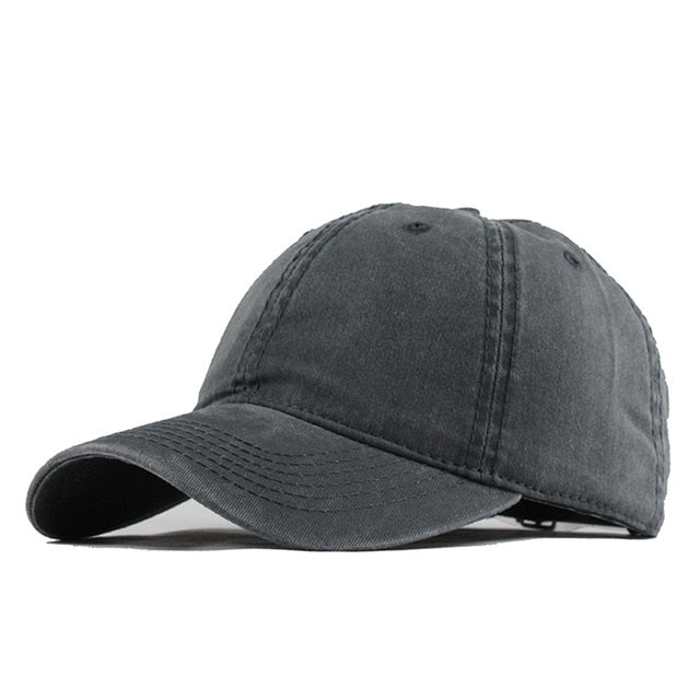 100% Washed Cotton Solid Color Snapback Baseball Cap-unisex-wanahavit-F149 Black Gray-Adjustable-wanahavit
