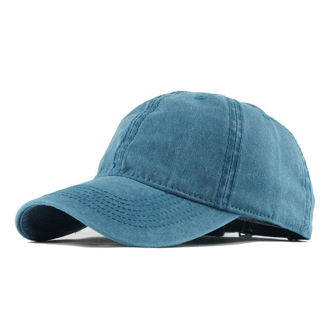 100% Washed Cotton Solid Color Snapback Baseball Cap-unisex-wanahavit-F149 Blue-Adjustable-wanahavit