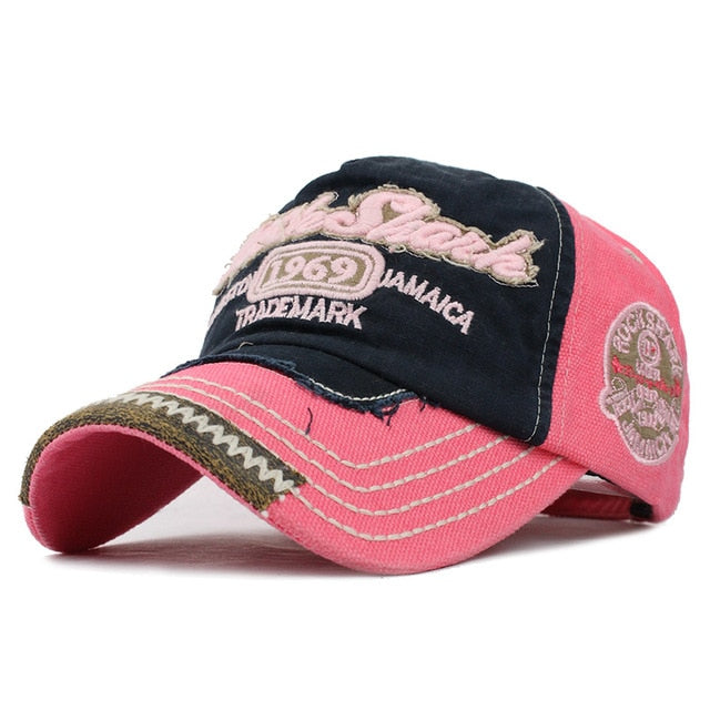 Rock Shark Embroidered Baseball Cap-unisex-wanahavit-New1969 Pink Black-Adjustable-wanahavit