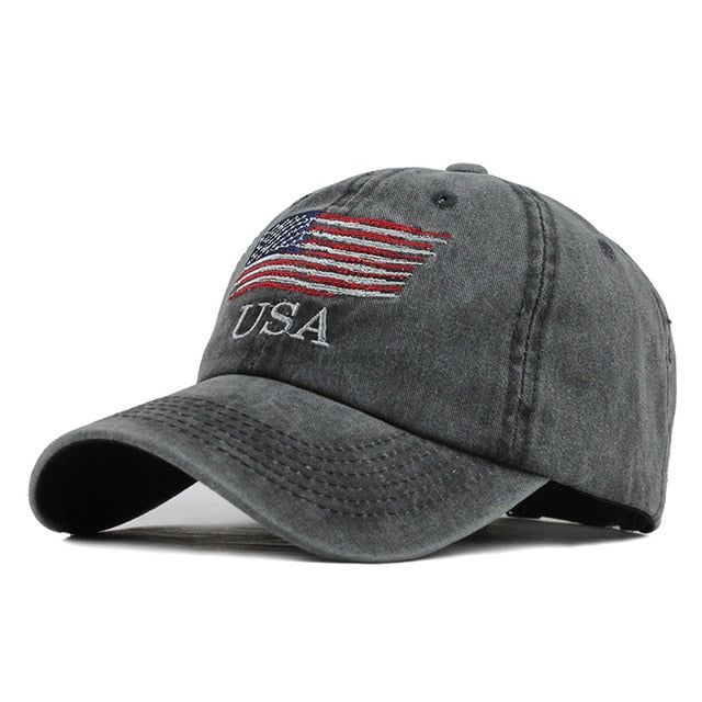 USA Flag Embroidered Snapback Baseball Cap-unisex-wanahavit-F398 Black-Adjustable-wanahavit