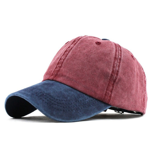 Load image into Gallery viewer, 9 colors Washed Denim Two Color Snapback Baseball Cap-unisex-wanahavit-F362 Navy Red-wanahavit
