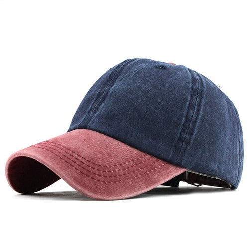 Load image into Gallery viewer, 9 colors Washed Denim Two Color Snapback Baseball Cap-unisex-wanahavit-F362 Red Navy-wanahavit

