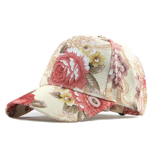 Load image into Gallery viewer, Floral Embroidered Flower Print Lace Snapback Baseball Cap-unisex-wanahavit-F186 Beige-Adjustable-wanahavit
