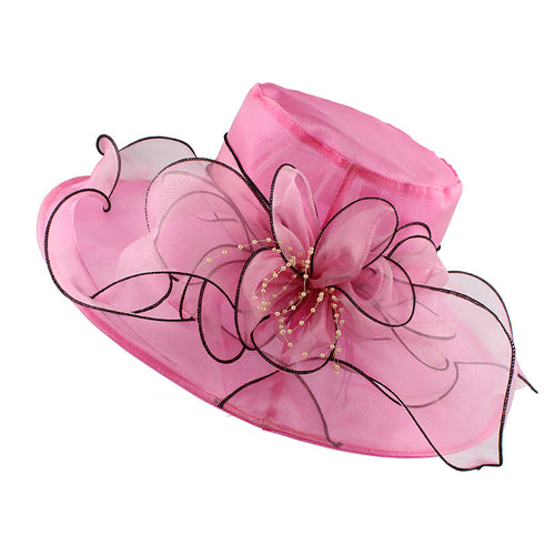 Load image into Gallery viewer, Elegant English Floral Brim Church Hat-women-wanahavit-F305 Rose-wanahavit
