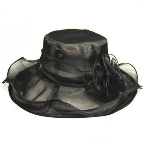 Load image into Gallery viewer, Elegant Church Summer Wide Brim Sun Hat-women-wanahavit-F307 Black-wanahavit
