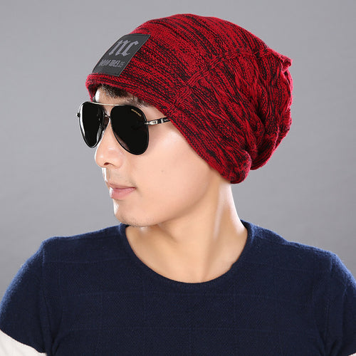 Load image into Gallery viewer, Knitted Striped Beanie-men-wanahavit-A Red-wanahavit
