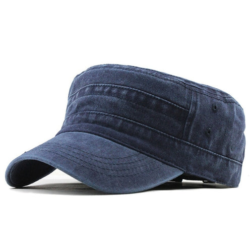 Load image into Gallery viewer, New Classic Vintage Flat Top Adjustable Fitted Thicker Cap Winter Warm Military Cap-unisex-wanahavit-F314 Navy-55 TO 60CM-wanahavit
