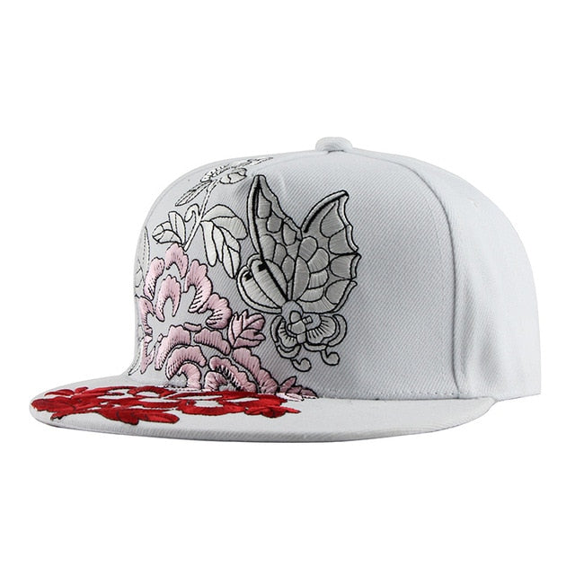 Floral Embroidery Street Style Snapback Hip Hop Cap – wanahavit