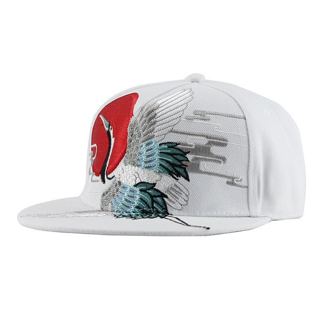Bird Embroidery Street Style Snapback Hip Hop Cap-unisex-wanahavit-F135 White-Adjustable-wanahavit