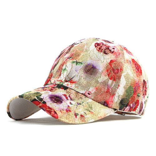 Load image into Gallery viewer, Breathable Flower Print Lace Snapback Baseball Cap-women-wanahavit-F185 Red-Adjustable-wanahavit
