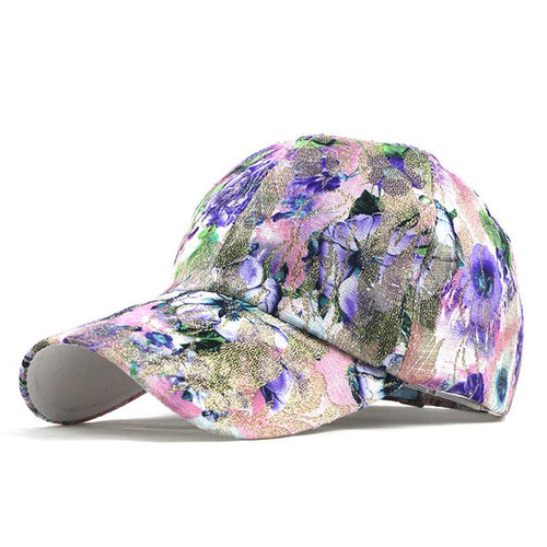 Load image into Gallery viewer, Breathable Flower Print Lace Snapback Baseball Cap-women-wanahavit-F185 Purple-Adjustable-wanahavit
