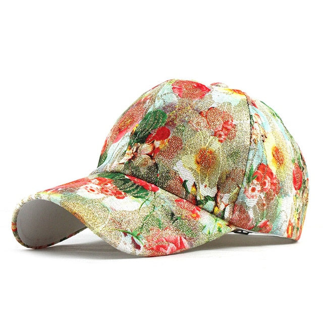 Breathable Flower Print Lace Snapback Baseball Cap-women-wanahavit-F185 Green-Adjustable-wanahavit