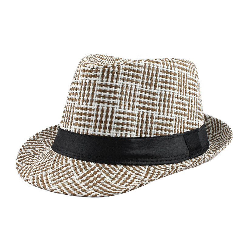 Grid Striped Sun Hat-unisex-wanahavit-F301 Brown-wanahavit