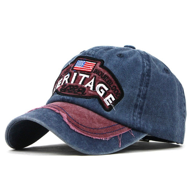Heritage America Embroidered Snapback Baseball Cap-unisex-wanahavit-F318 Navy-wanahavit