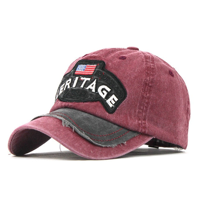 Heritage America Embroidered Snapback Baseball Cap-unisex-wanahavit-F318 Red-wanahavit
