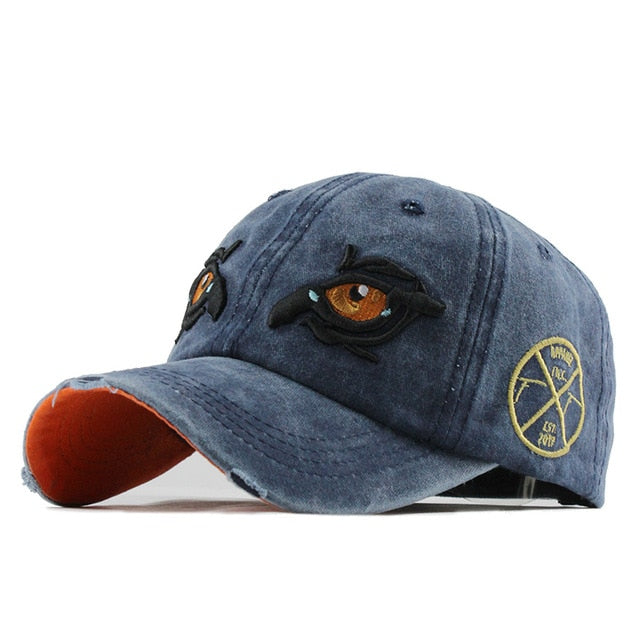 Eagle Eye Embroidered Snapback Washed Cotton Baseball Cap-unisex-wanahavit-F156 Navy-Adjustable-wanahavit