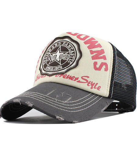 Break Downs Embroid Baseball Cap-unisex-wanahavit-Beige Black-Adjustable-wanahavit