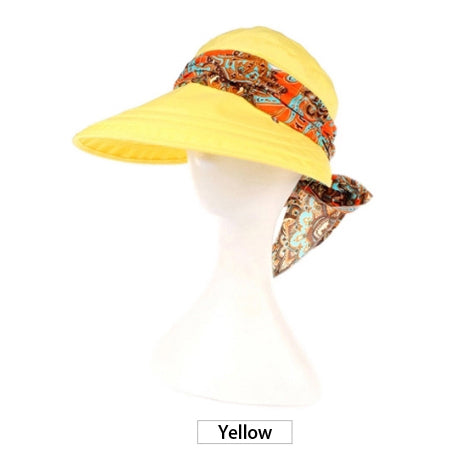 Load image into Gallery viewer, Wide Brim with Sun Hat with Bandana-women-wanahavit-F308 Yellow-wanahavit
