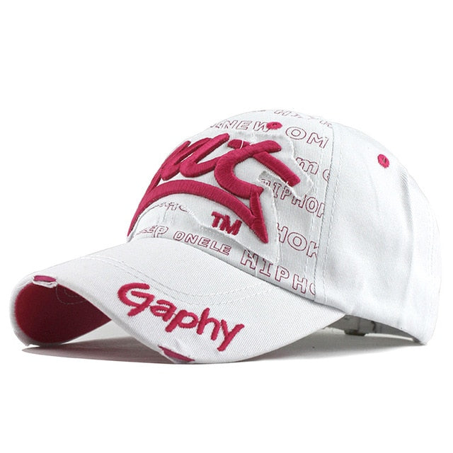 Bat Gaphy Embroidered Snapback Baseball Cap-unisex-wanahavit-F248 White Pink-wanahavit