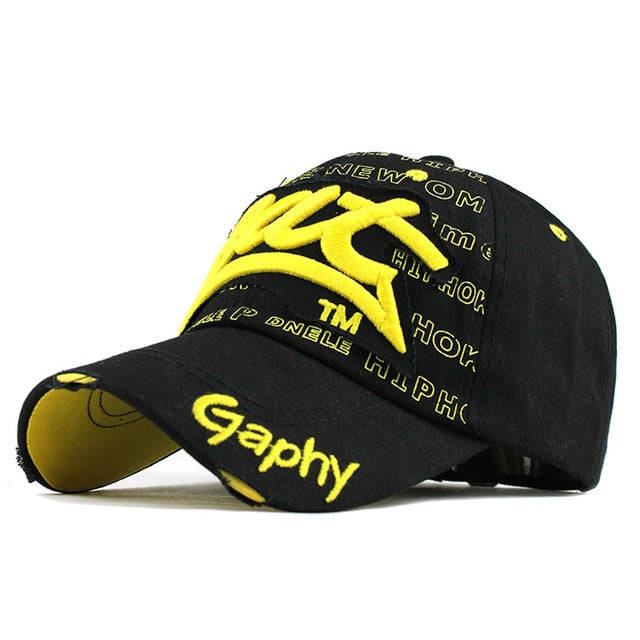 Bat Gaphy Embroidered Snapback Baseball Cap-unisex-wanahavit-F248 Black Yellow-wanahavit