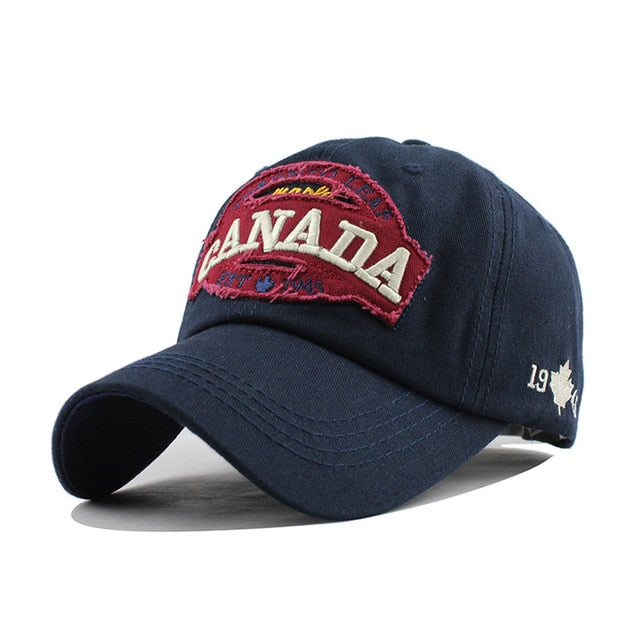 Canada Letter Cotton Embroidery Snapback Baseball Cap-unisex-wanahavit-F228 CANDA Navy-Adjustable-wanahavit