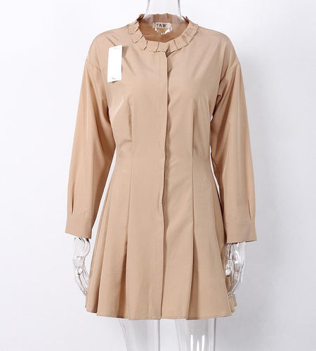 Casual Chiffon Pleated Dress-women-wanahavit-Khaki-L-wanahavit