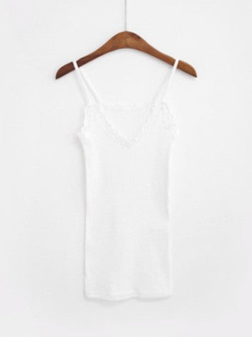 Load image into Gallery viewer, Lace sexy slim tank Solid Color crop top sleeveless

