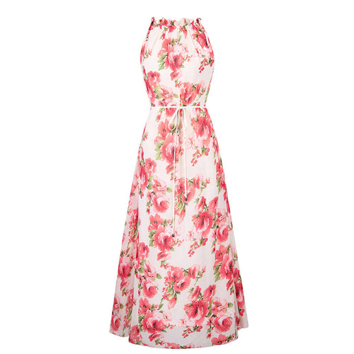 Load image into Gallery viewer, Floral Print Long Chiffon Summer Dress-women-wanahavit-Apricot-XXL-wanahavit
