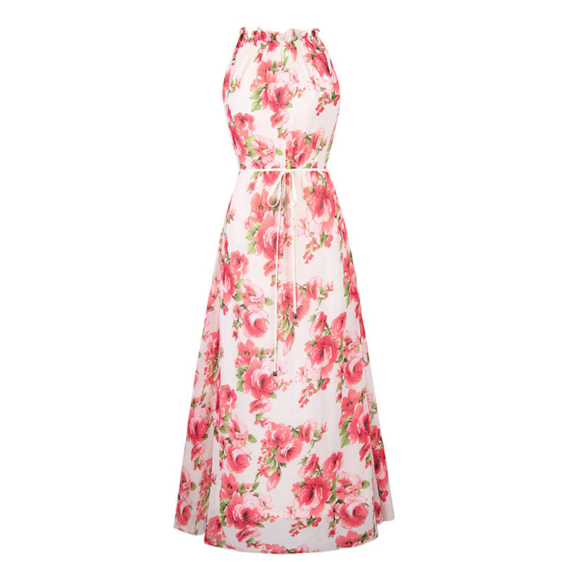 Floral Print Long Chiffon Summer Dress-women-wanahavit-Apricot-XXL-wanahavit