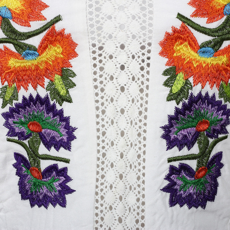 Flowers Embroidery Backless Dress-women-wanahavit-White-S-wanahavit