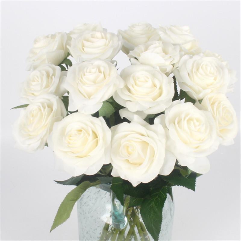 11pcs Artificial Realistic Rose Bouquet-home accent-wanahavit-C White-wanahavit