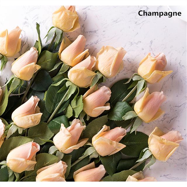 11pcs Artificial Realistic Rose Bouquet-home accent-wanahavit-A champagne-wanahavit
