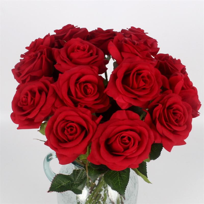 11pcs Artificial Realistic Rose Bouquet-home accent-wanahavit-C red-wanahavit