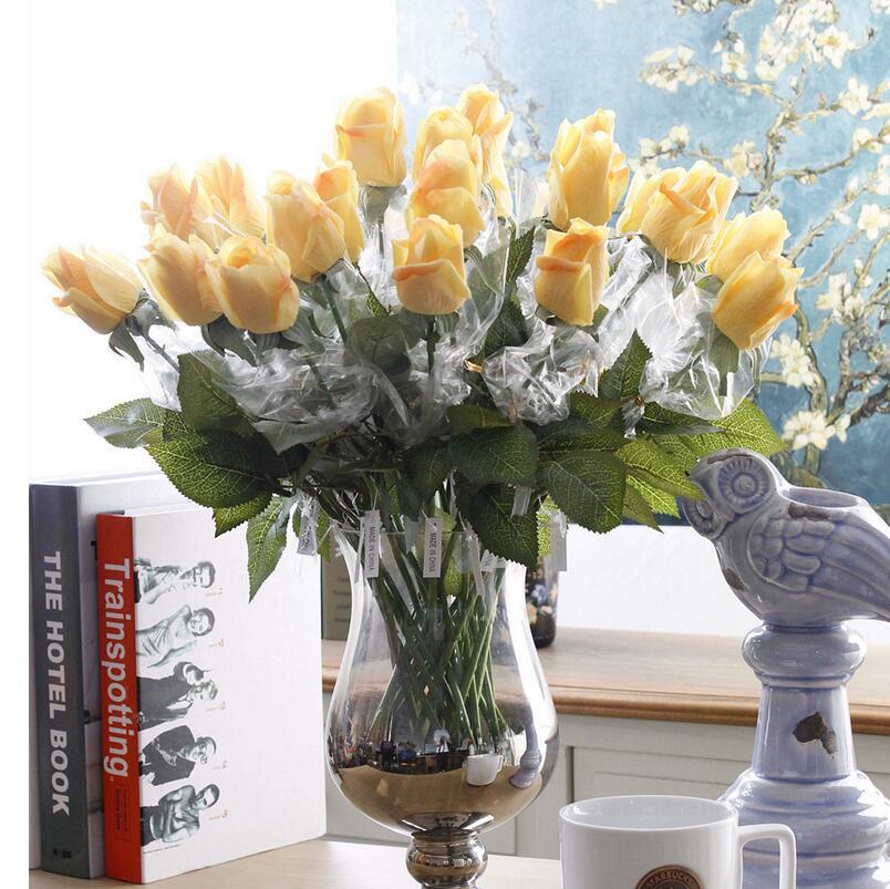 11pcs Artificial Realistic Rose Bouquet-home accent-wanahavit-B yellow A-wanahavit