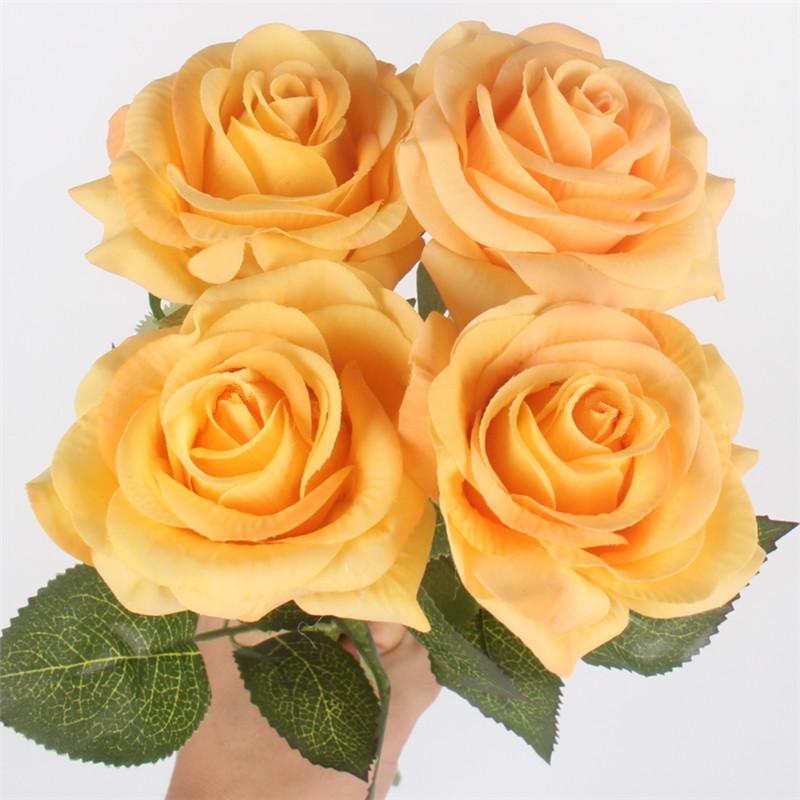 11pcs Artificial Realistic Rose Bouquet-home accent-wanahavit-C yellow-wanahavit