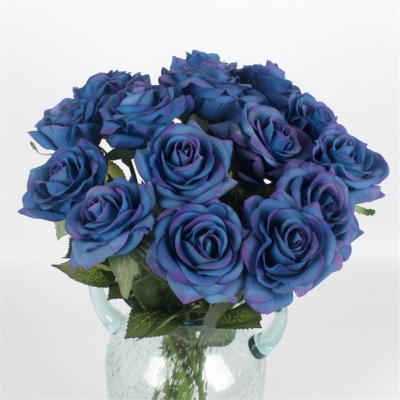 11pcs Artificial Realistic Rose Bouquet-home accent-wanahavit-C blue-wanahavit