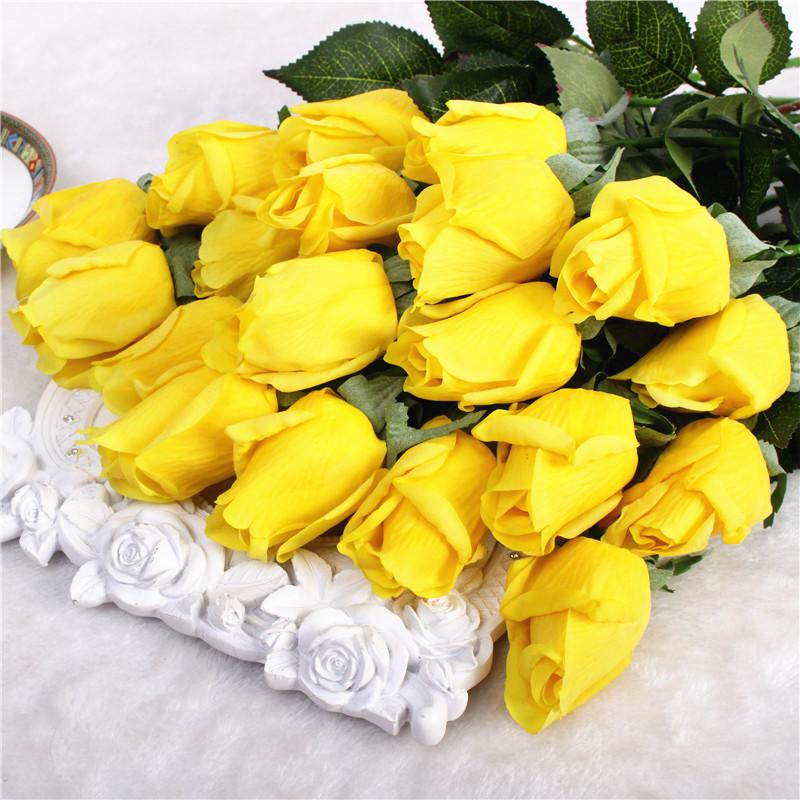 11pcs Artificial Realistic Rose Bouquet-home accent-wanahavit-B yellow-wanahavit