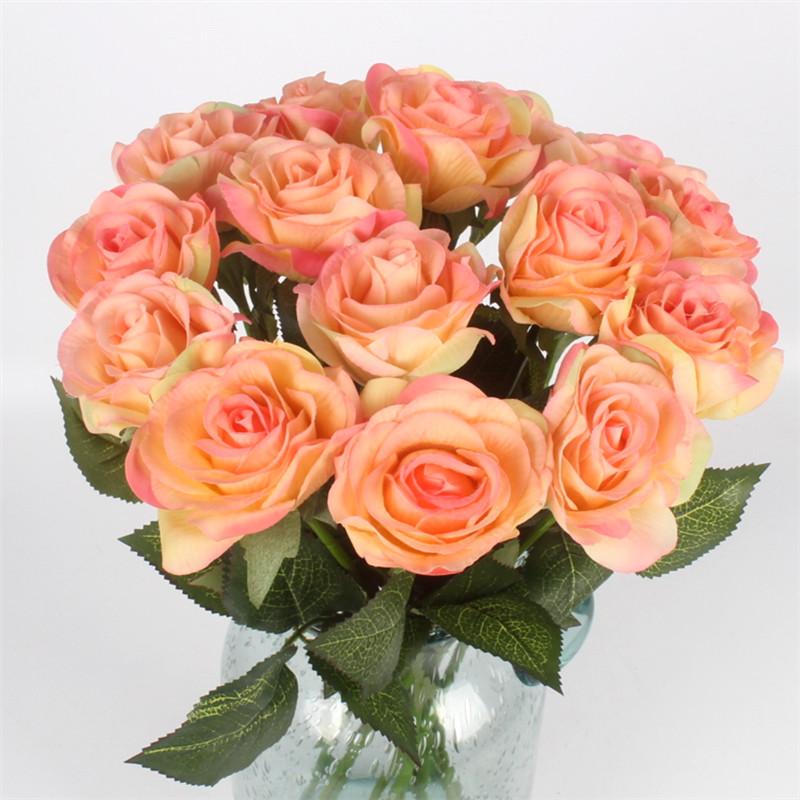 11pcs Artificial Realistic Rose Bouquet-home accent-wanahavit-C Orange-wanahavit