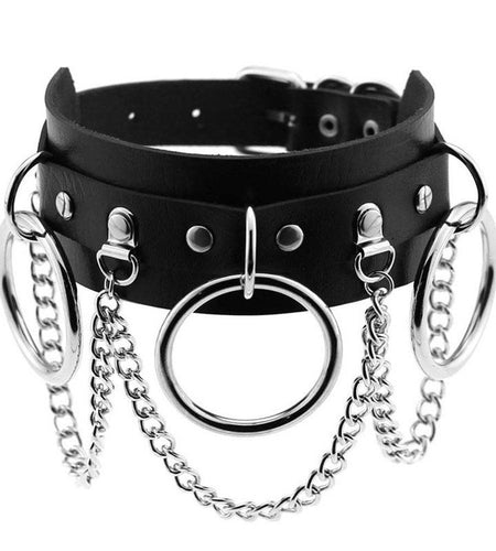 Gothic Punk Rock PU Leather Choker Necklace-unisex-wanahavit-Black-wanahavit
