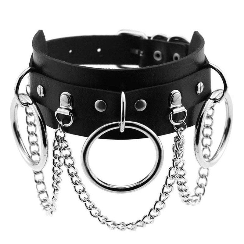 Gothic Punk Rock PU Leather Choker Necklace-unisex-wanahavit-Black-wanahavit