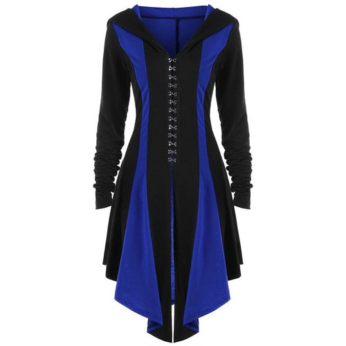 Load image into Gallery viewer, Gothic Long Lace Up Cardigan Coat-women-wanahavit-Blue-M-wanahavit
